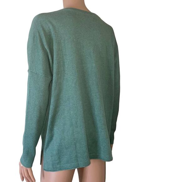 J. Jill sweater V-neck lightweight sage green long sleeve knit cotton blend SZ M - Picture 4 of 10